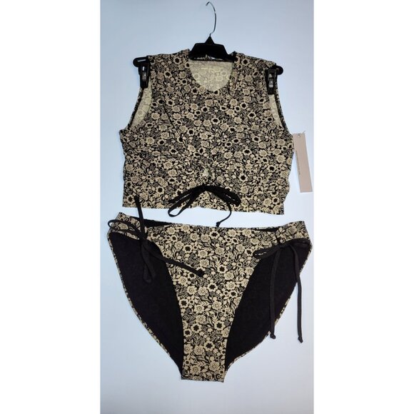 Robin Piccone Bikini Womens Set Top Brallete and Bottom Mid Rise Sz Medium #09 - Picture 1 of 12